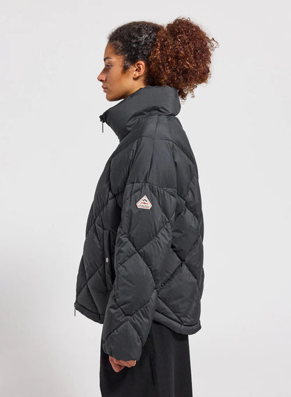 Pyrenex Adele women's oversize down jacket with wraparound collar in black