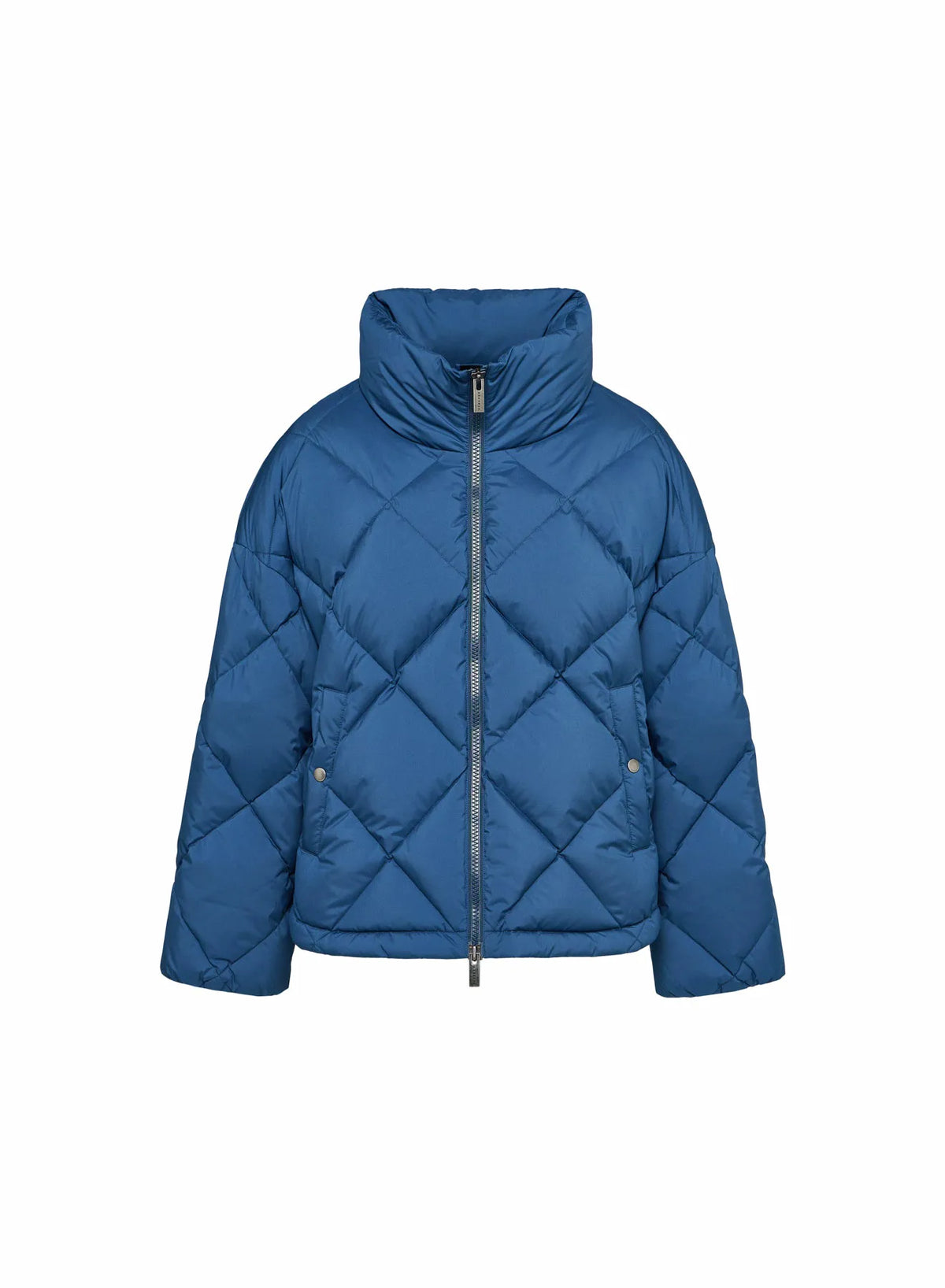 Women's oversized down jacket Pyrenex Adele with enveloping collar petrol blue