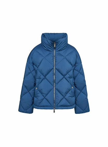 Women's oversized down jacket Pyrenex Adele with enveloping collar petrol blue