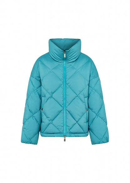 Pyrenex Adele oversize women's down jacket with enveloping collar turquoise