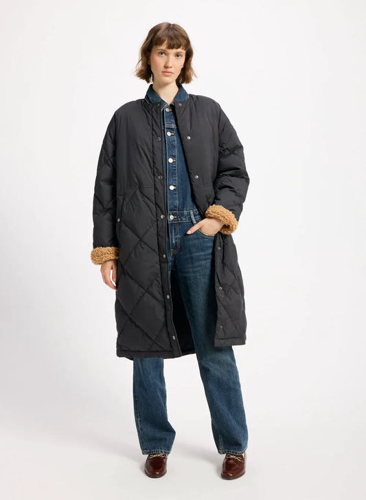 Long down jacket for women Pyrenex Blossom black