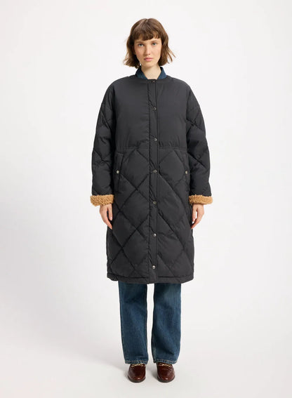 Long down jacket for women Pyrenex Blossom black