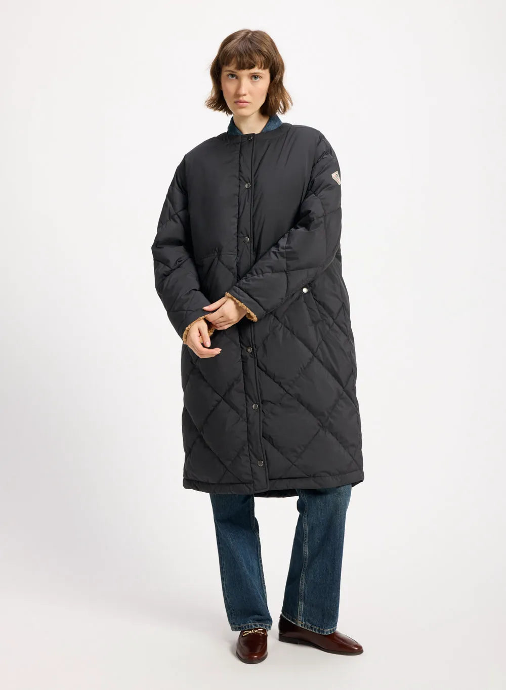 Long down jacket for women Pyrenex Blossom black