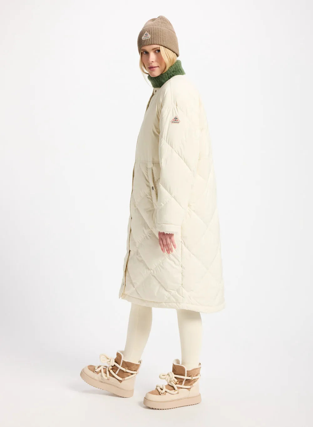 Long women's down jacket Pyrenex Blossom ivory