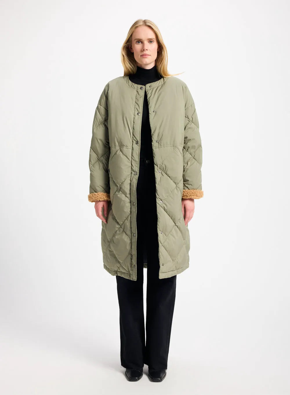 Pyrenex Blossom long down jacket for women in khaki