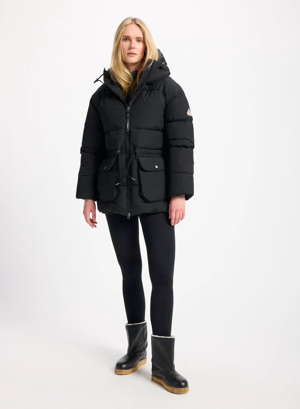 Women's hooded winter down jacket Pyrenex Aule black