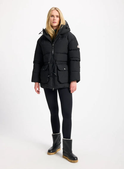 Women's hooded winter down jacket Pyrenex Aule black