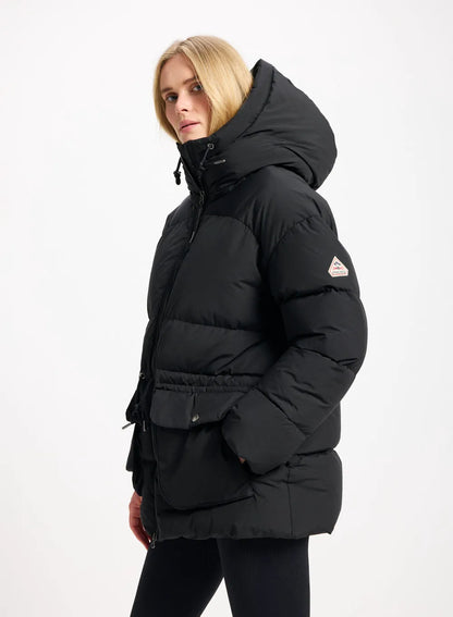 Women's hooded winter down jacket Pyrenex Aule black