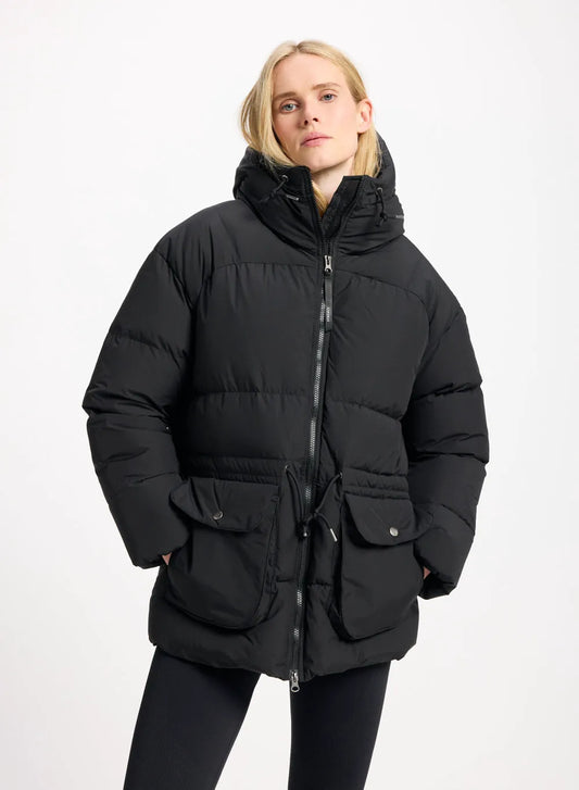 Women's hooded winter down jacket Pyrenex Aule black