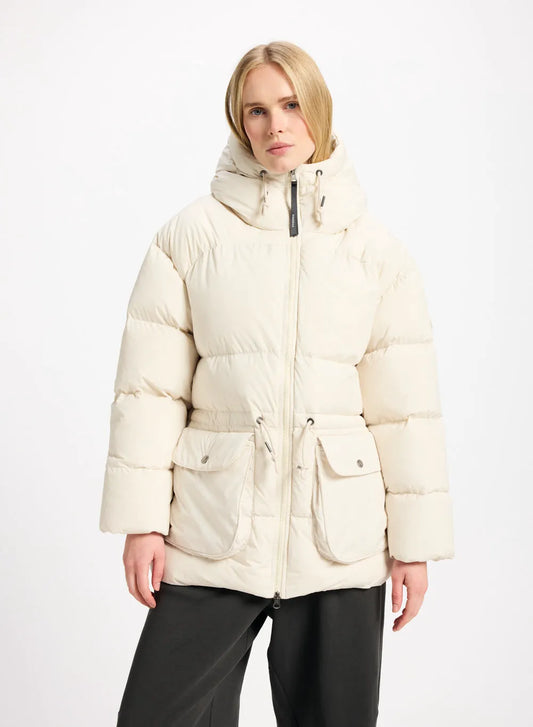 Pyrenex Aule women's winter hooded down jacket in ivory