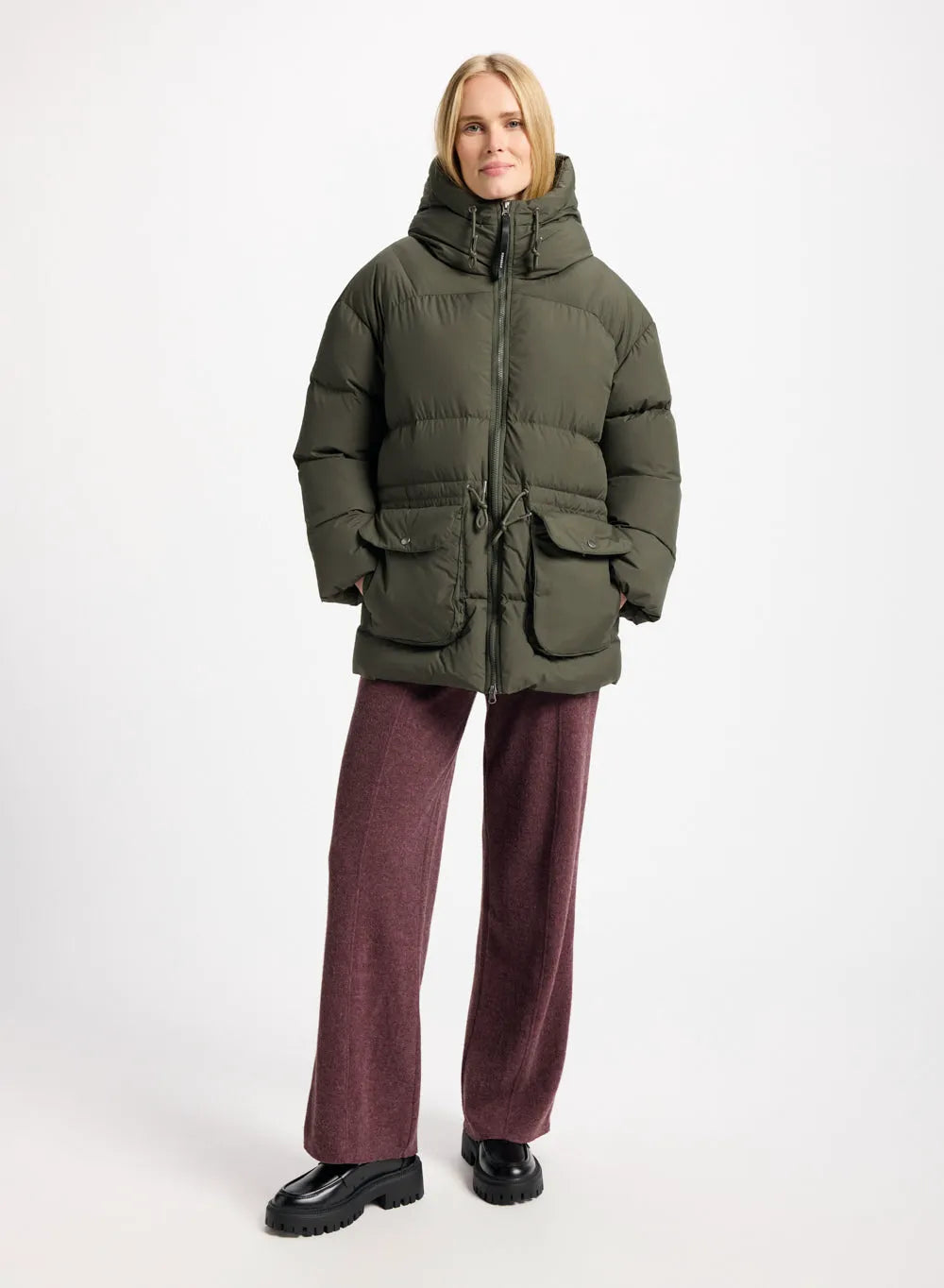 Pyrenex Aule women's winter hooded down jacket in khaki