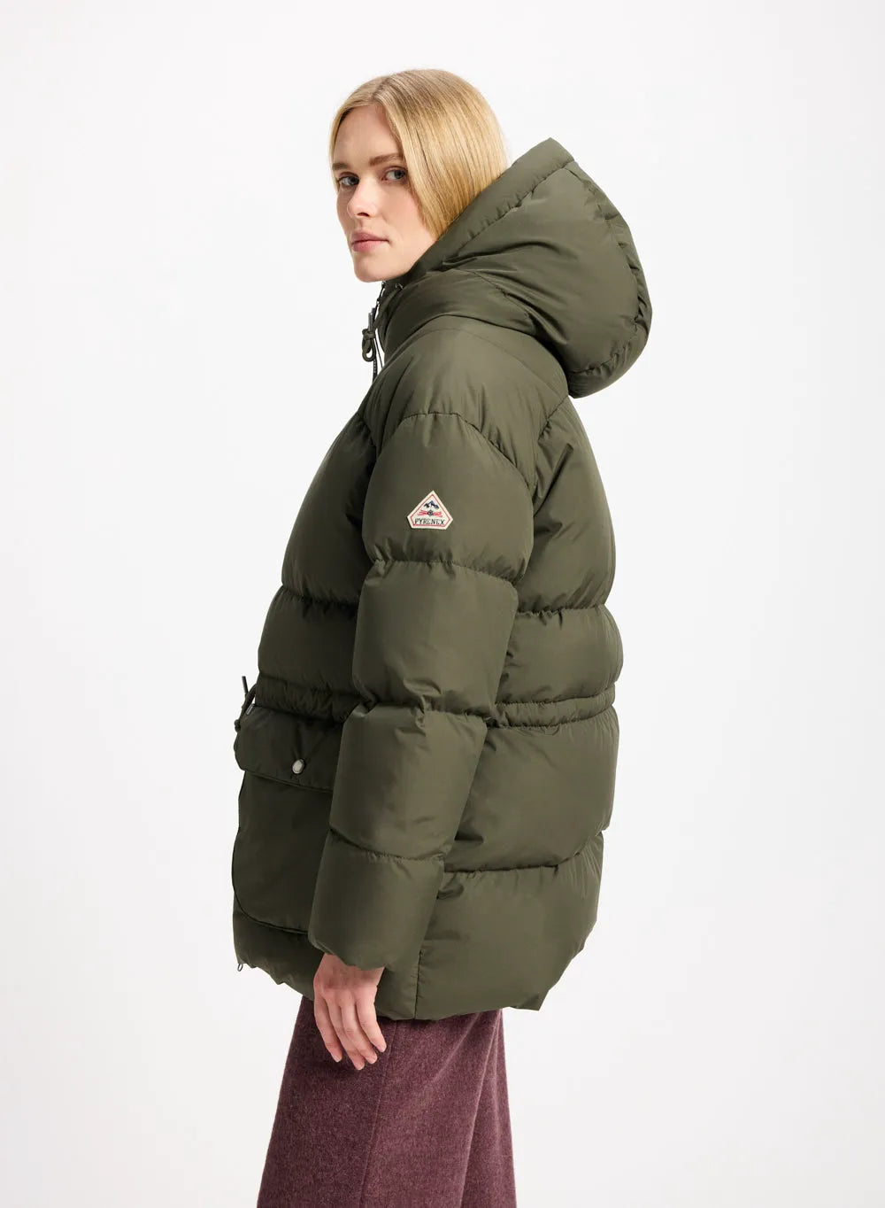 Pyrenex Aule women's winter hooded down jacket in khaki