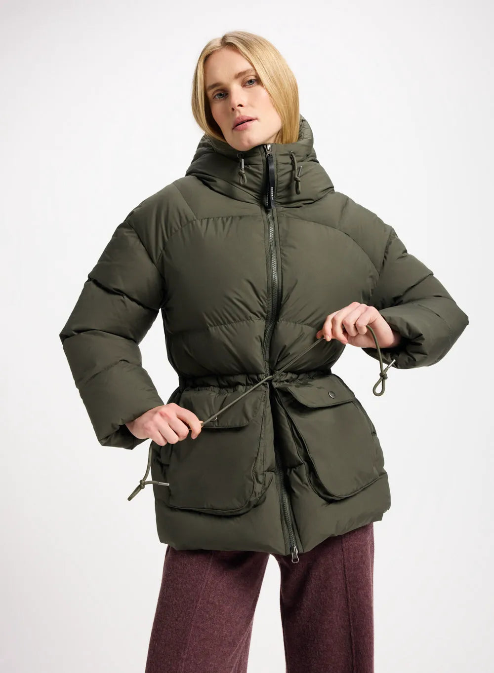 Pyrenex Aule women's winter hooded down jacket in khaki