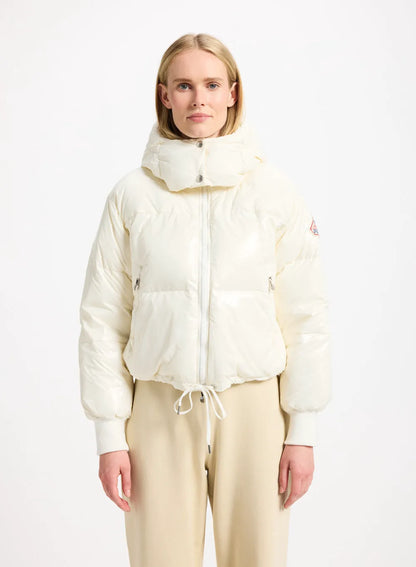 Short hooded down jacket for women Pyrenex Altic white