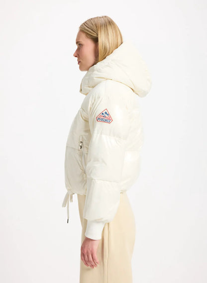 Short hooded down jacket for women Pyrenex Altic white