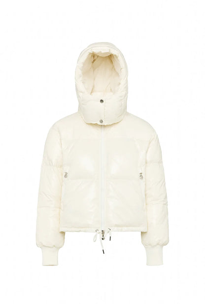 Short hooded down jacket for women Pyrenex Altic white