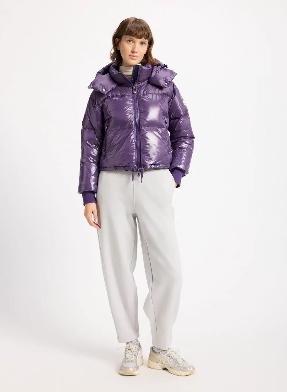 Pyrenex Altic short hooded down jacket for women in purple