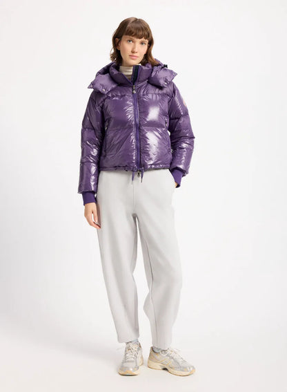 Pyrenex Altic short hooded down jacket for women in purple