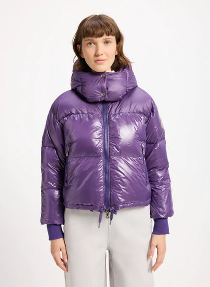 Pyrenex Altic short hooded down jacket for women in purple