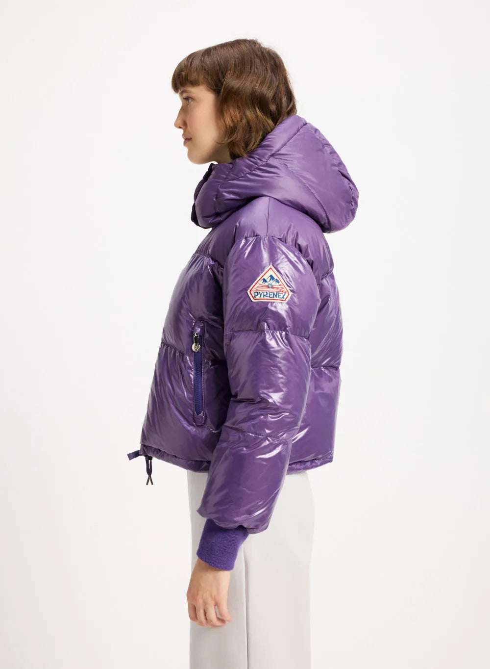 Pyrenex Altic short hooded down jacket for women in purple