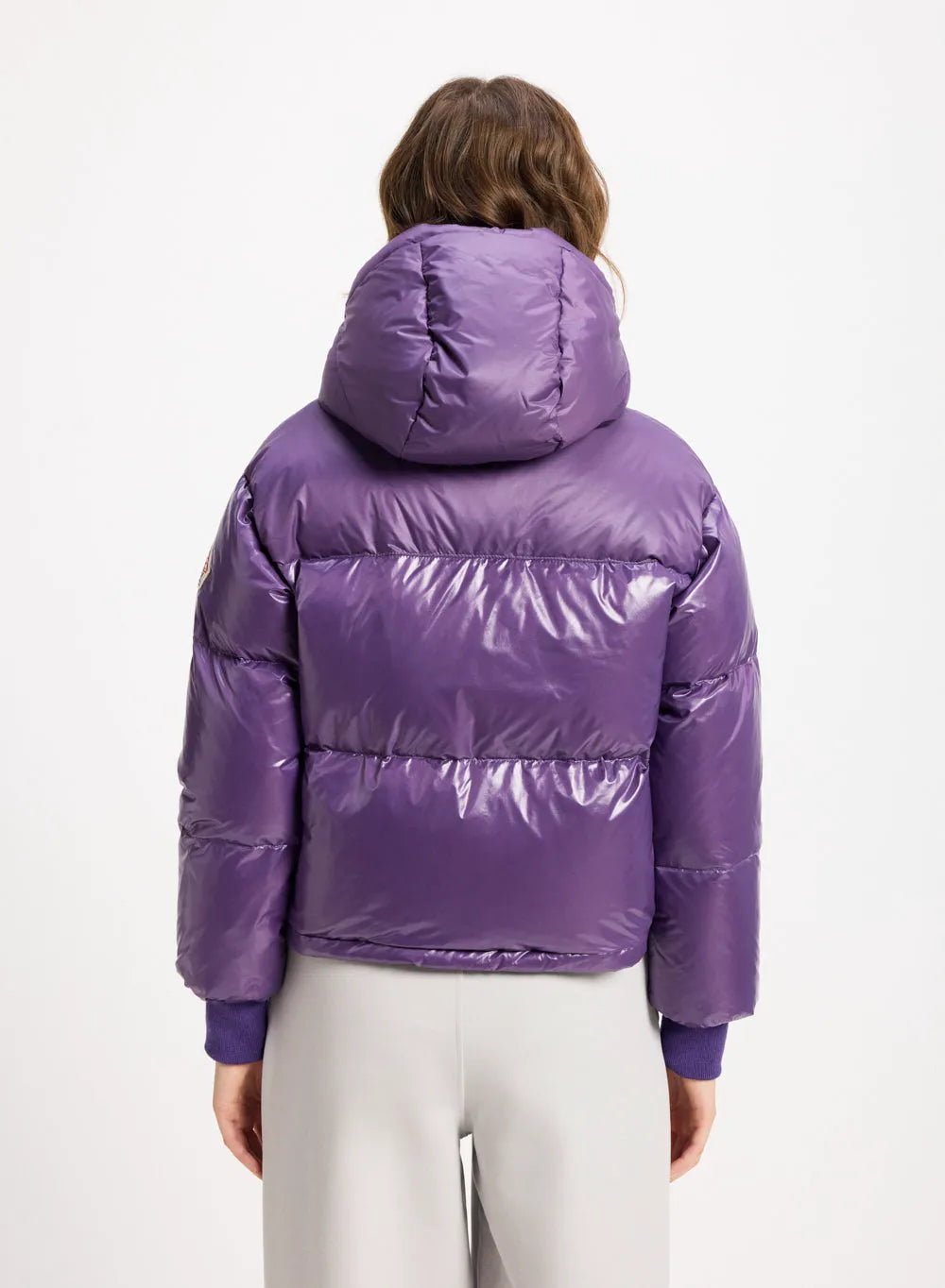 Pyrenex Altic short hooded down jacket for women in purple
