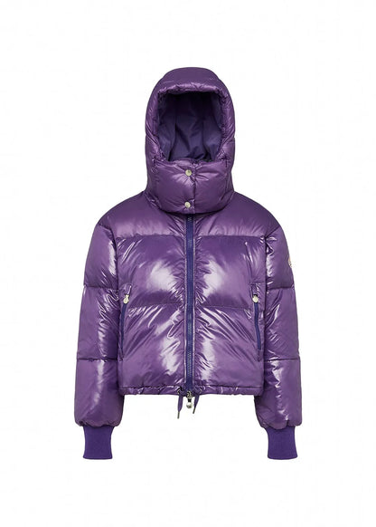 Pyrenex Altic short hooded down jacket for women in purple