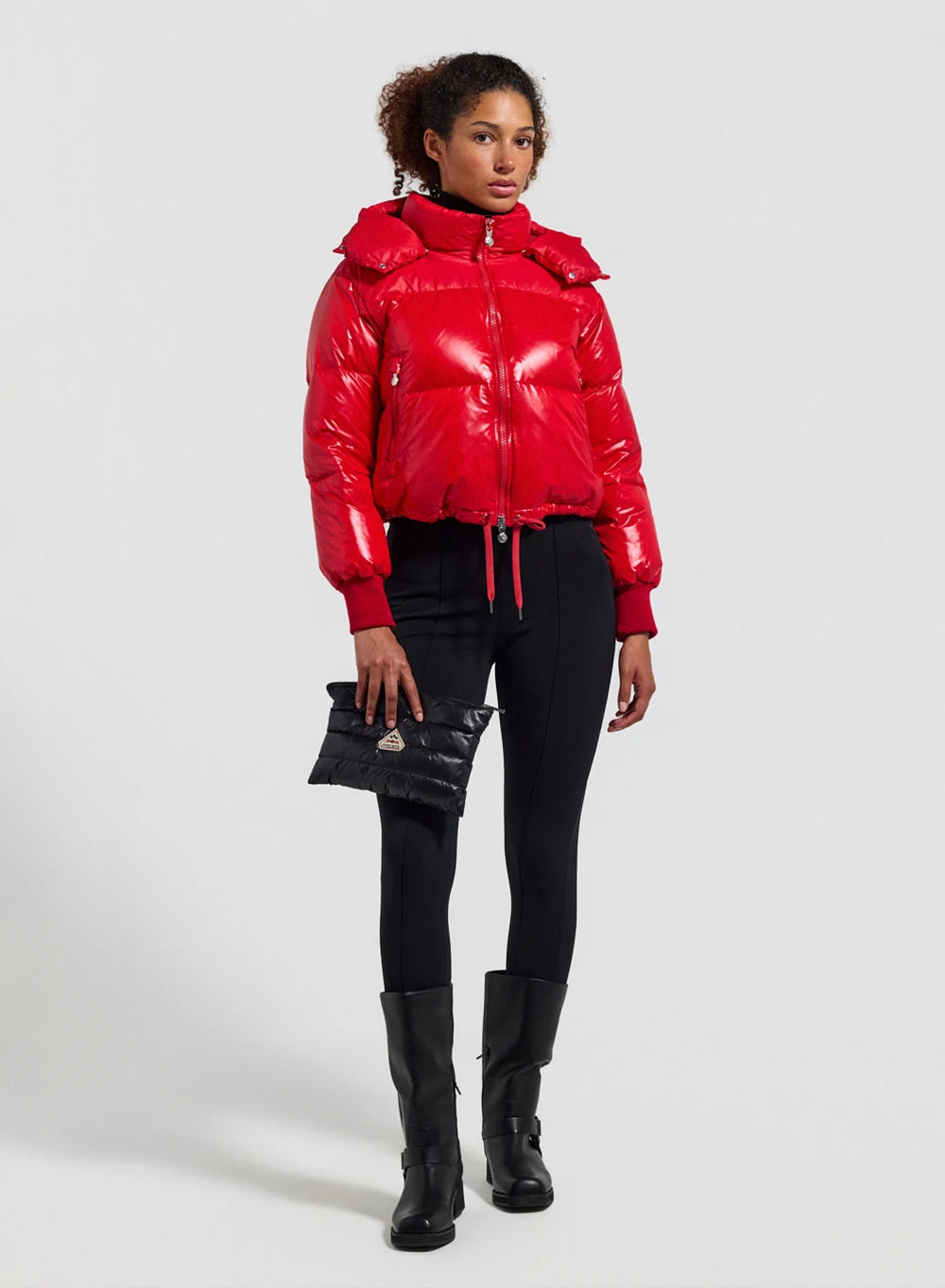 Short hooded women's down jacket Pyrenex Altic red
