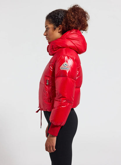 Short hooded women's down jacket Pyrenex Altic red