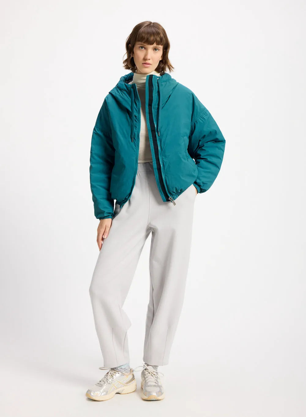 Pyrenex Attitude turquoise blue women's short down parka
