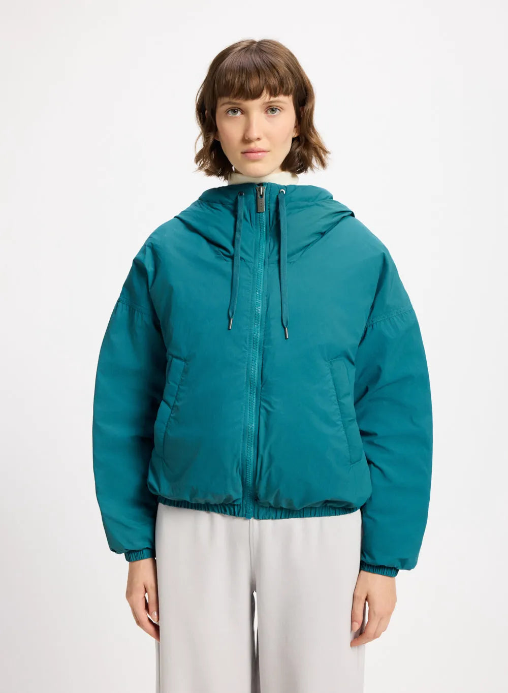 Pyrenex Attitude turquoise blue women's short down parka