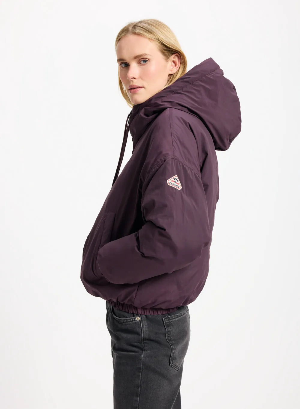 Short down parka for women Pyrenex Attitude dark purple