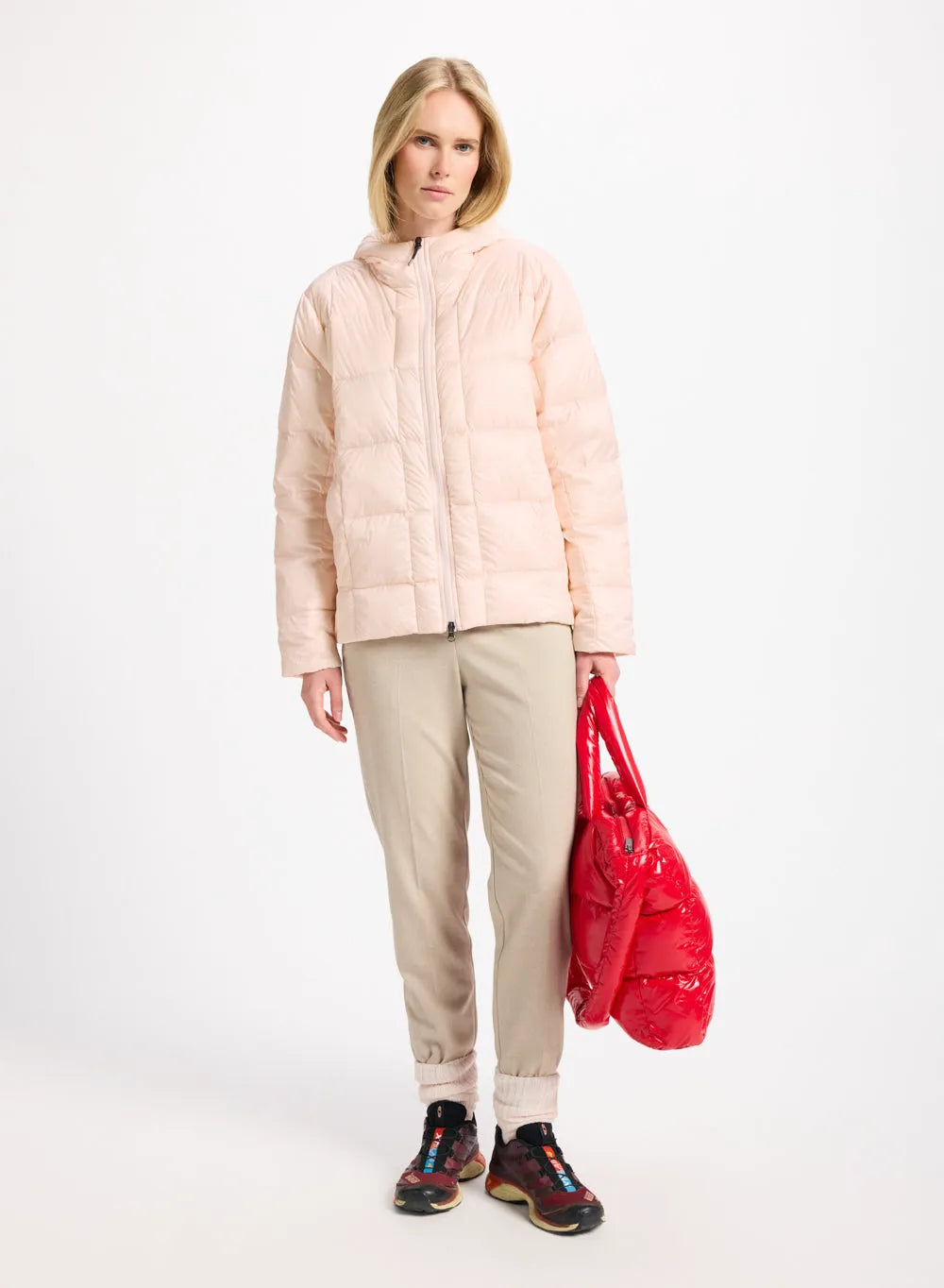 Lightweight hooded down jacket for women Pyrenex Bassia powder pink