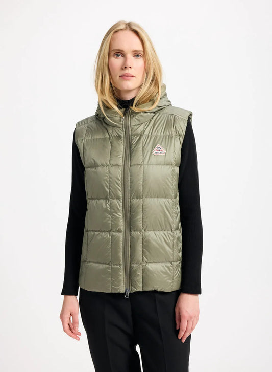 Bassia lightweight sleeveless down jacket for women in khaki