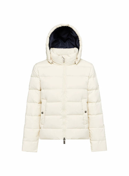 Women's Pyrenex Spoutnic down jacket with removable hood white