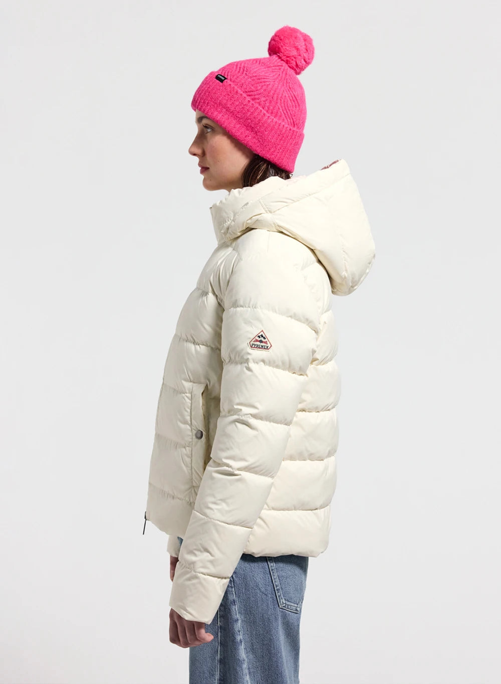 Women's Pyrenex Spoutnic down jacket with removable hood white
