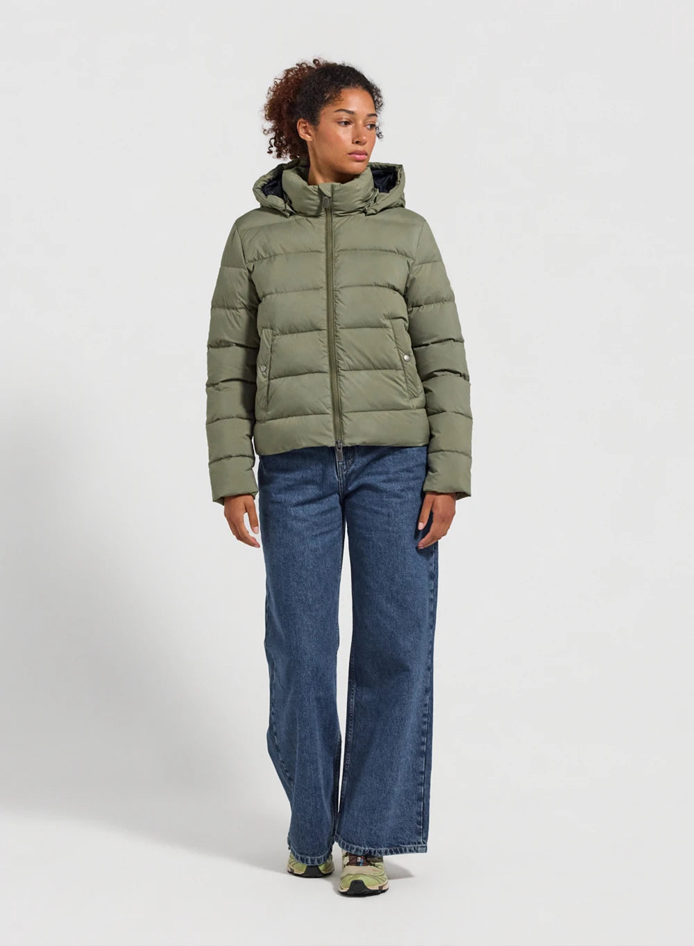 Women's Pyrenex Spoutnic down jacket with removable hood in light khaki