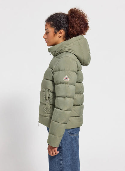 Women's Pyrenex Spoutnic down jacket with removable hood in light khaki