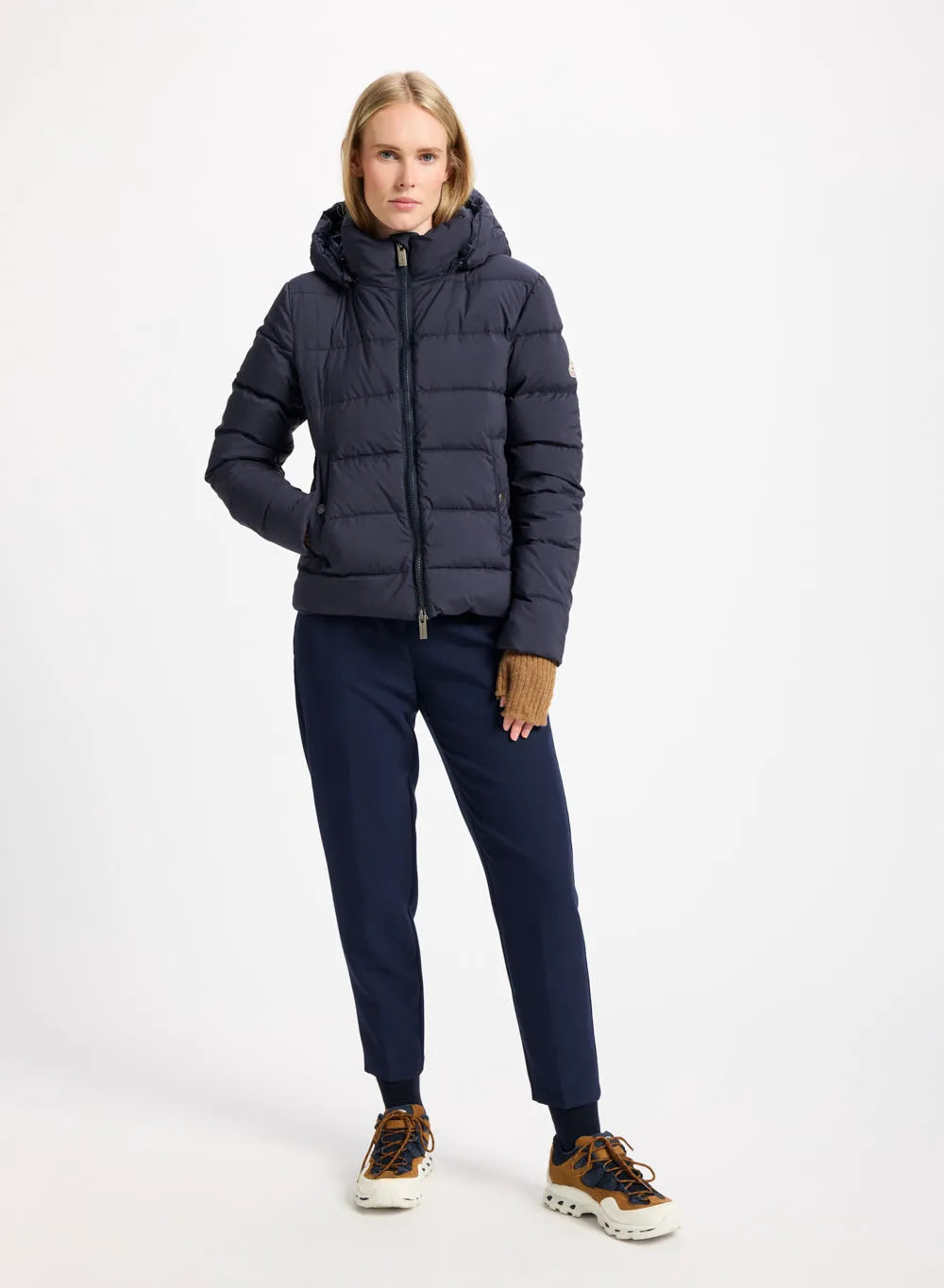 Women's down jacket Pyrenex Spoutnic with removable hood dark blue
