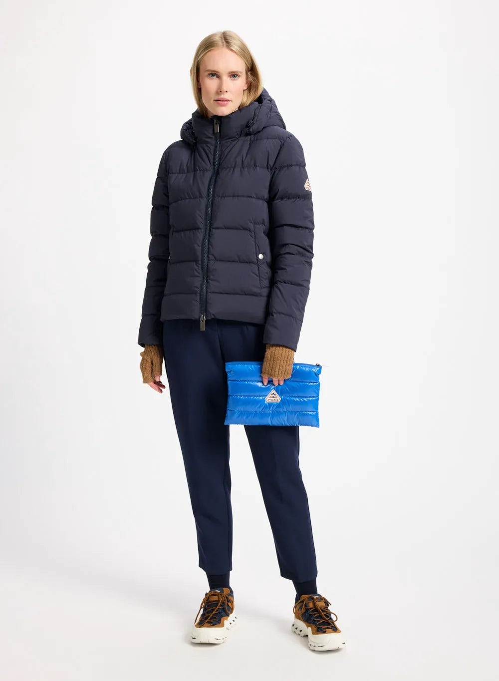 Women's down jacket Pyrenex Spoutnic with removable hood dark blue