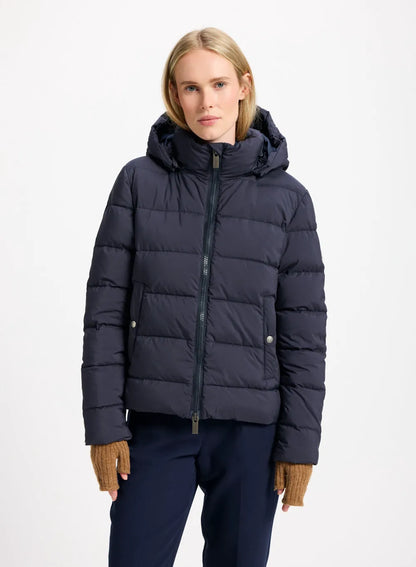 Women's down jacket Pyrenex Spoutnic with removable hood dark blue