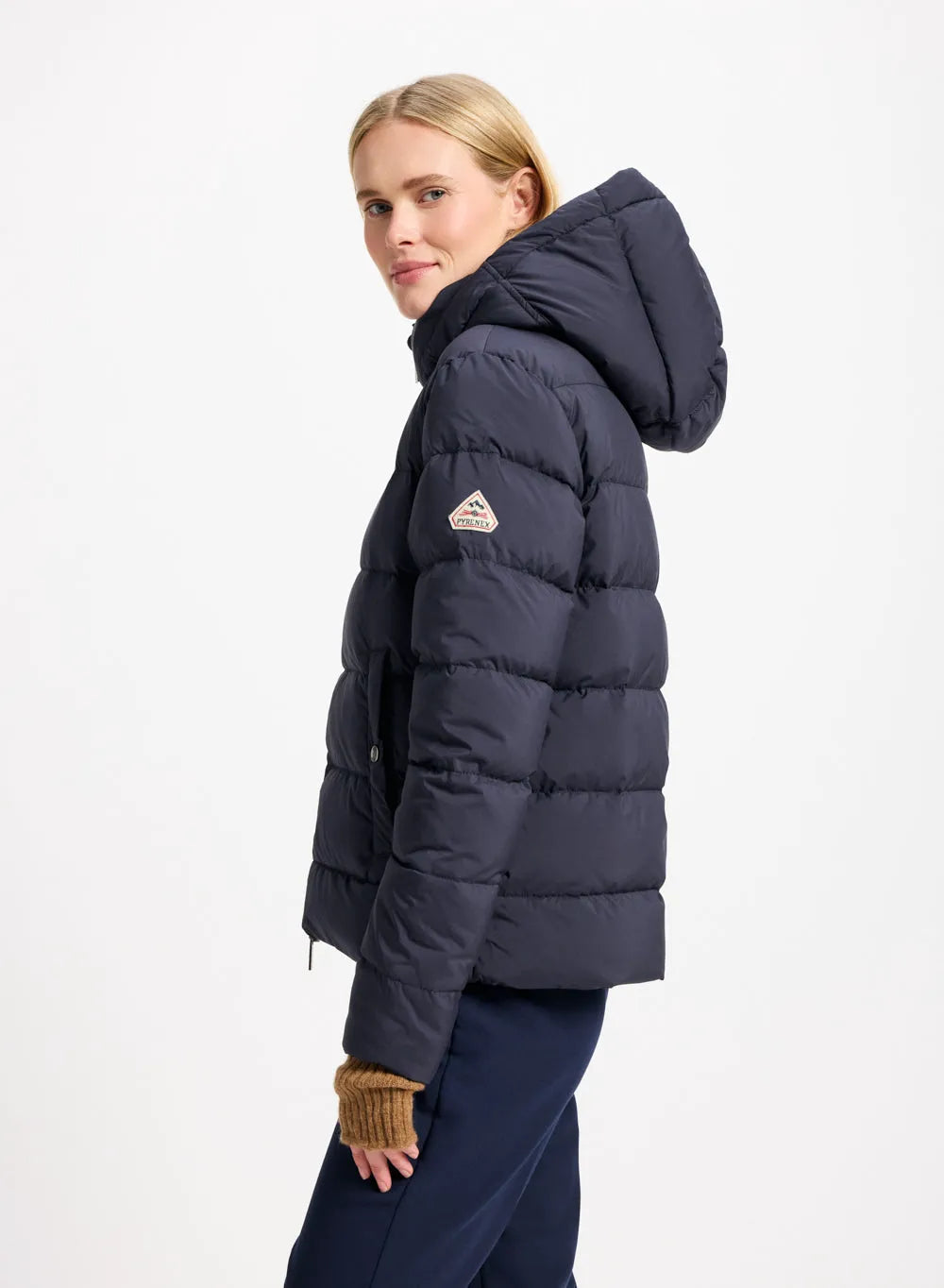 Women's down jacket Pyrenex Spoutnic with removable hood dark blue