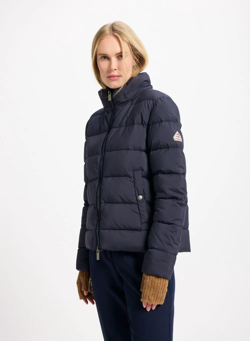 Women's down jacket Pyrenex Spoutnic with removable hood dark blue