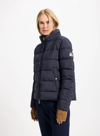 Women's down jacket Pyrenex Spoutnic with removable hood dark blue