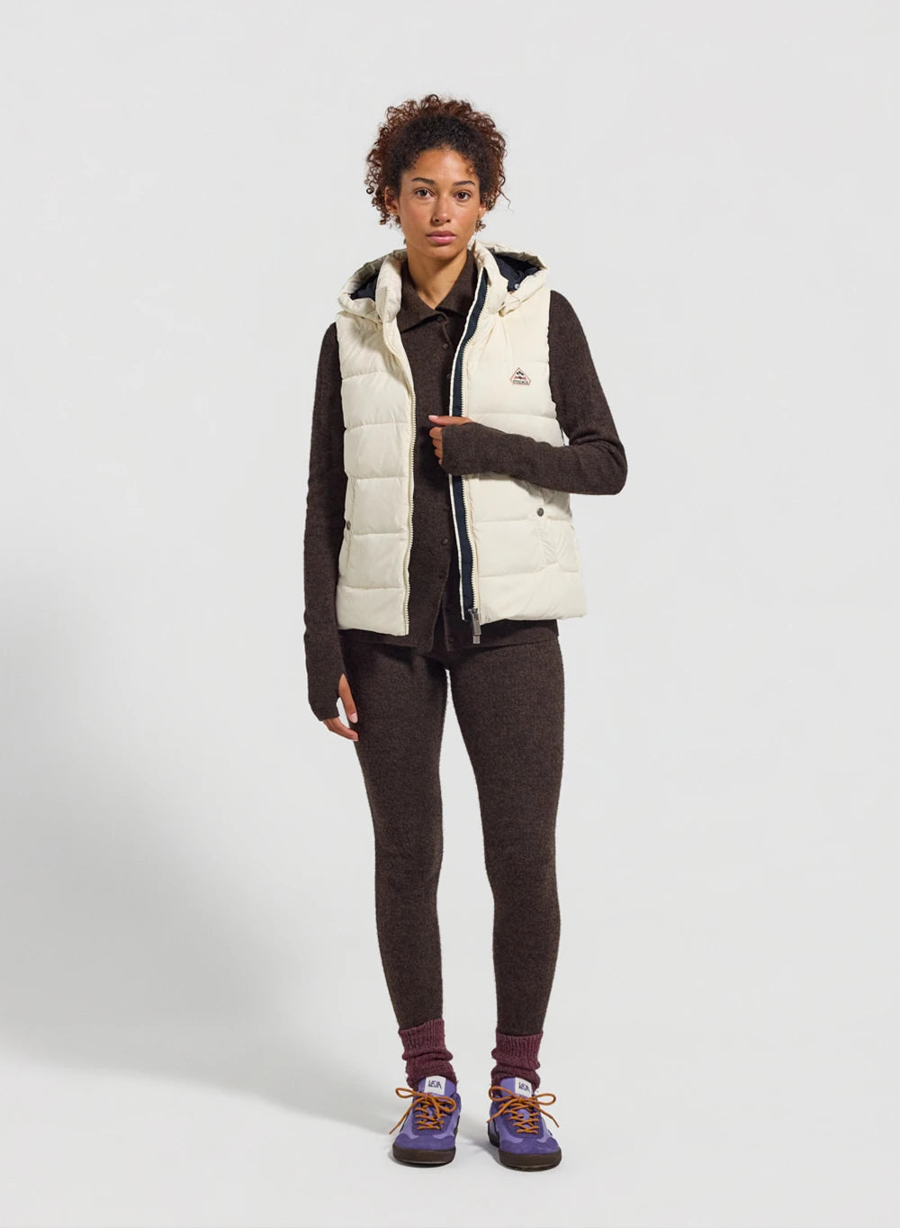 Women's sleeveless down jacket Pyrenex Spoutnic with removable hood white