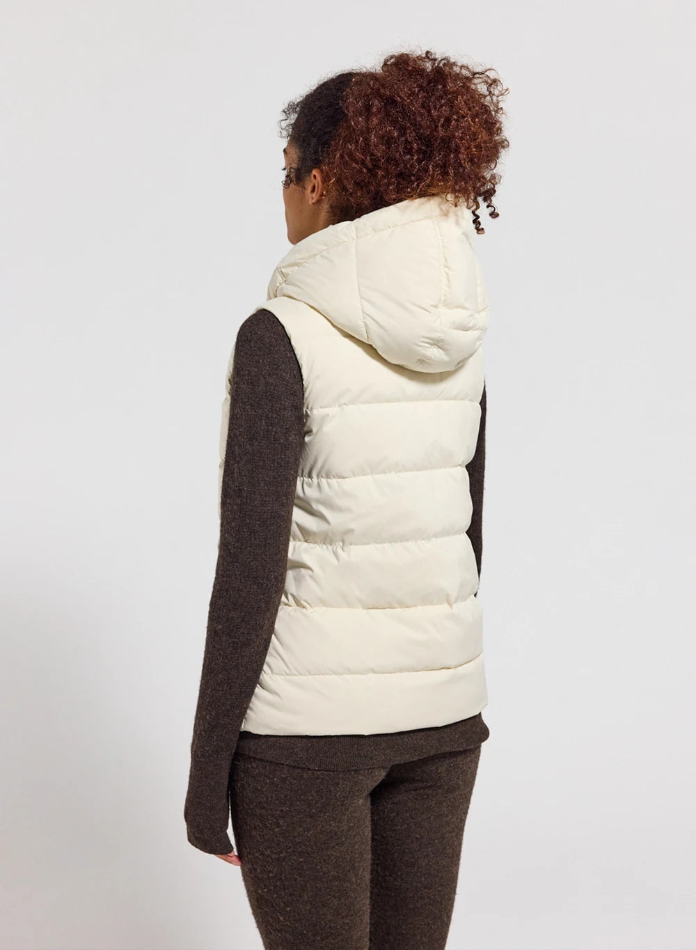 Women's sleeveless down jacket Pyrenex Spoutnic with removable hood white