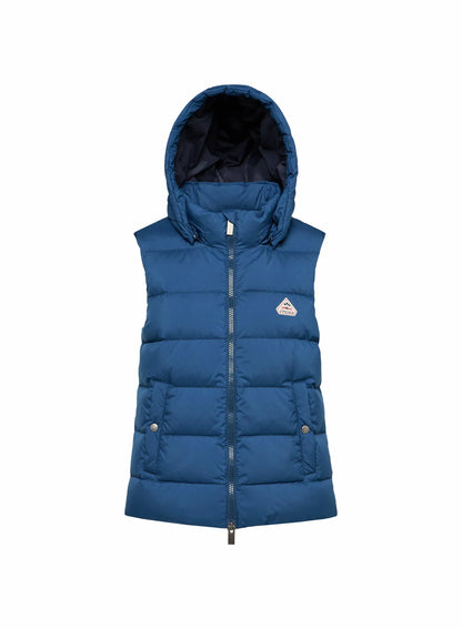 Women's Pyrenex Spoutnic sleeveless down jacket with removable hood in teal