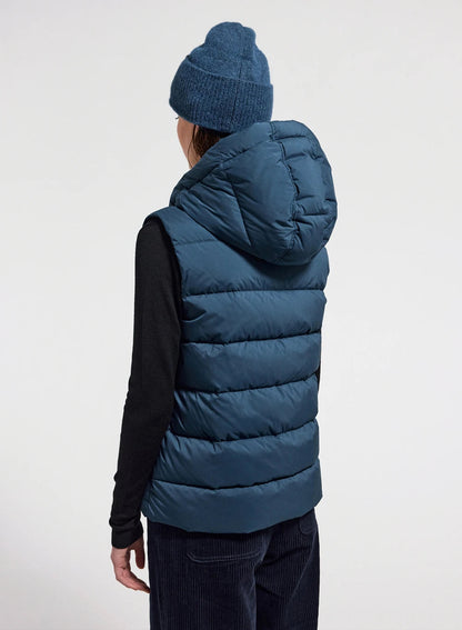 Women's Pyrenex Spoutnic sleeveless down jacket with removable hood in teal