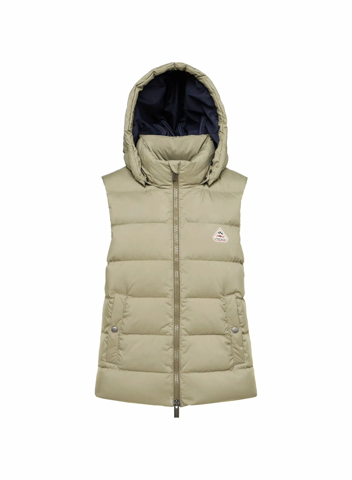 Women's sleeveless down jacket Pyrenex Spoutnic with removable hood light khaki