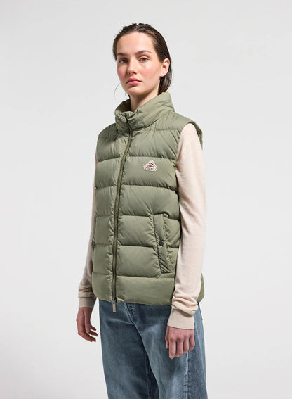 Women's sleeveless down jacket Pyrenex Spoutnic with removable hood light khaki