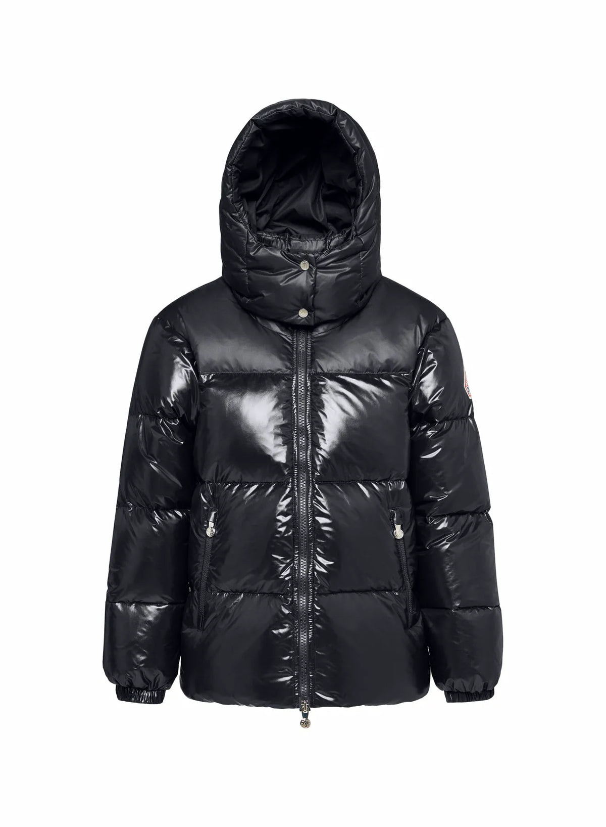 Lively black shiny women's down jacket